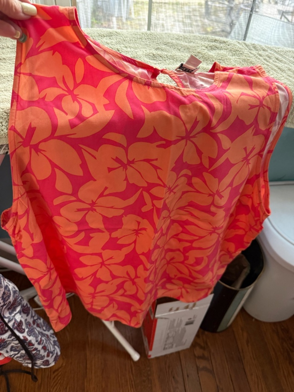 J. Crew Pink and Orange Floral Tank Top with Matching Headband